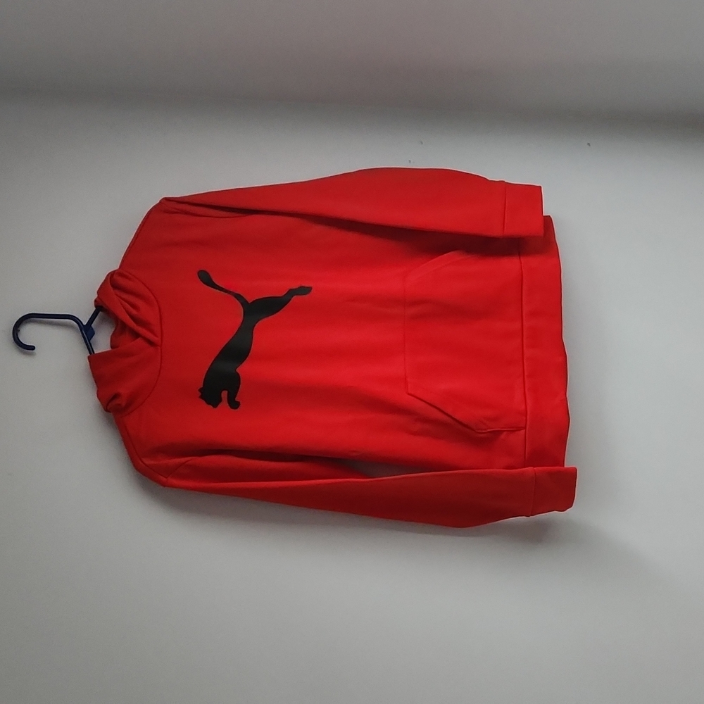 Boys Red Puma Hooded Sweatshirt